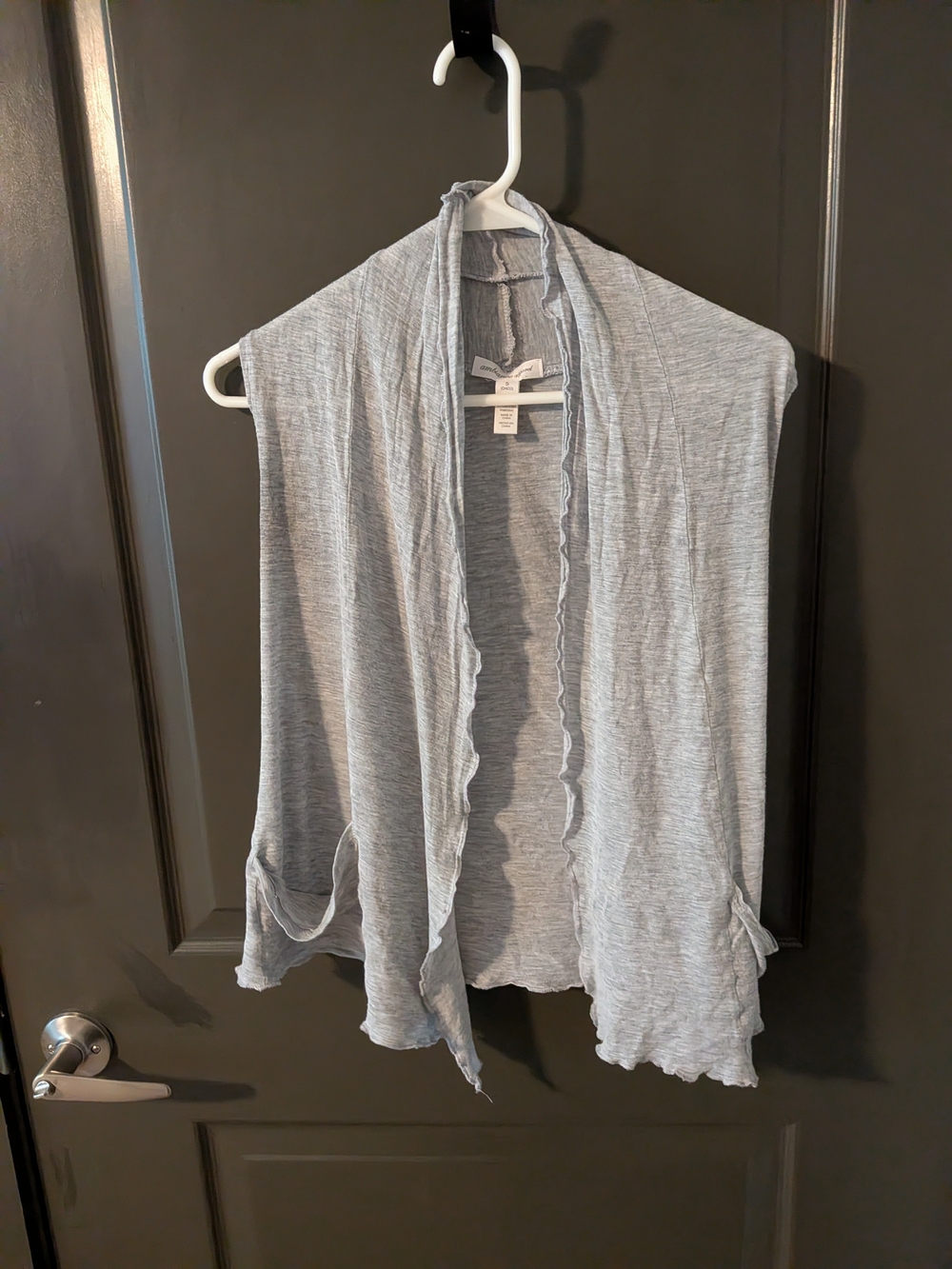 Light Gray Open Front Sleeveless Cardigan